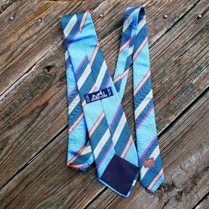Hermes Paris Blue Striped Silk Tie